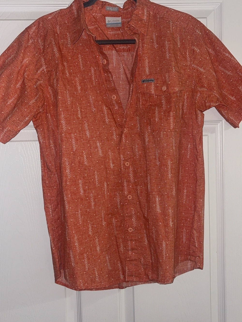 Columbia Men's Rust Orange Short-Sleeve Button-Down Shirt